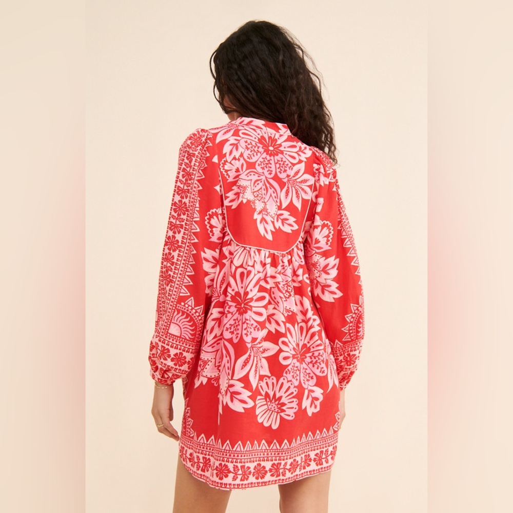Farm Rio Flora Tapestry Long Sleeve Mini Dress - Picture 3 of 7